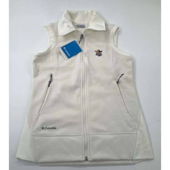 Columbia Jackets & Blazers - Columbia Fleece Vest Womens Medium Ivory Full Zip Give and Go Layer FCA Logo NEW